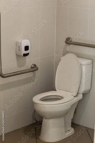 Empty Toilet For Background With Handrails The Empty Toilet For Background With Handrails The