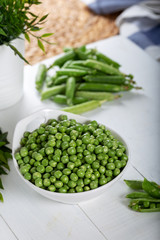 Fresh Green Peas in a Bowl 