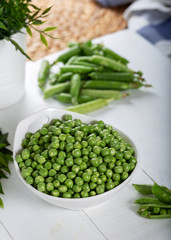 Fresh Green Peas in a Bowl 