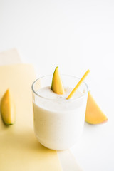 Mango and banan lassi drink