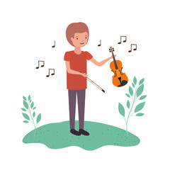 man with fiddle in landscape avatar character