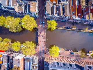 Aerial view of Amsterdam canals, Netherlands