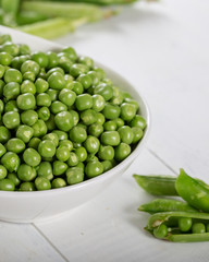 Fresh Green Peas in a Bowl 