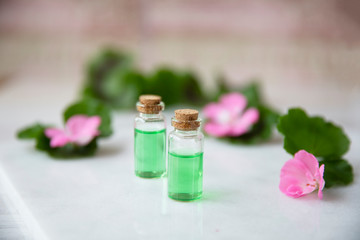 Fototapeta na wymiar Small Bottles with Plant Extract