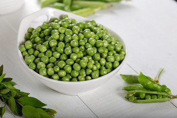 Fresh Green Peas in a Bowl 
