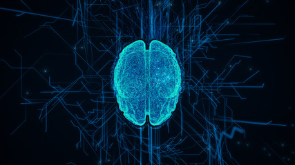 Digital brain illustration with futuristic background; concept of artificial intelligence...