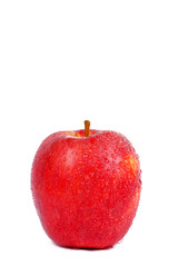 Red apple on white background. Isolated apple. Red fruit. Blank for designer. Vegetarian food