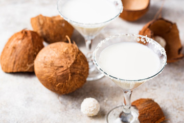 Coconut martini or Margarita. Alcoholic cocktail