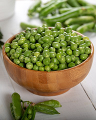 Fresh Green Peas in a Bowl 