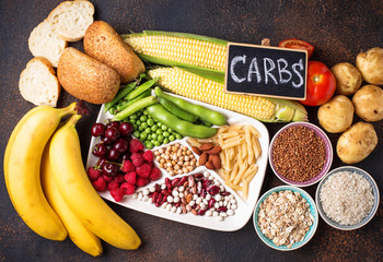 Healthy products sources of carbohydrates.
