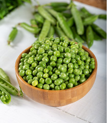Fresh Green Peas in a Bowl 