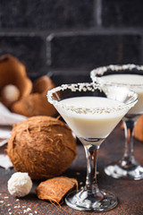 Coconut martini or Margarita. Alcoholic cocktail