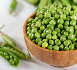 Fresh Green Peas in a Bowl 