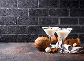 Coconut martini or Margarita. Alcoholic cocktail