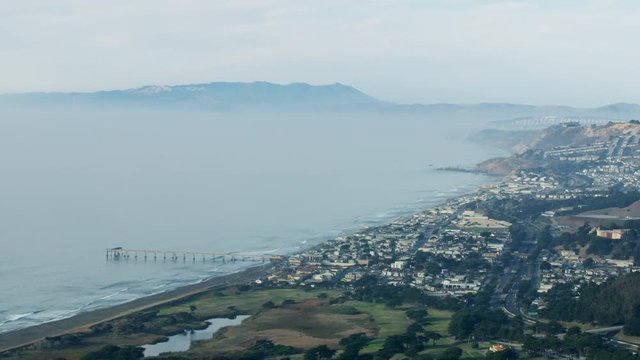 Aerial view Pacifica Municipal Pier San Francisco suburbs 