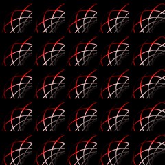 Abstract red and white grid patterns with 3d illusion effect, tilled ornament on black background, vector patterns
