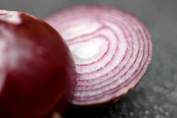 Close up shoot of cutted red onion