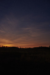 The sky with star at the lake in the twilight after sunset.