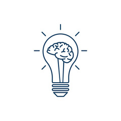 Light bulb with a brain inside, creating ideas, creative concept