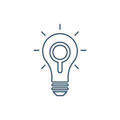 Looking For An Idea. Magnifying glass search light bulb icon