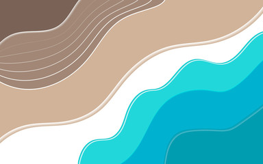 Summer background with sand beach waves and waves in the Sea for Banner poster, web. Vector
