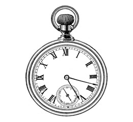old pocket watch isolated on white background