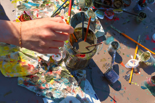 BUDAPEST/HUNGARY - 04.21.2019: A giant Easter Egg is being decorated.