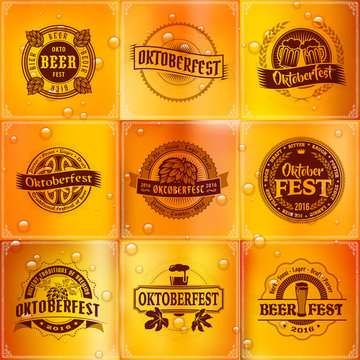 Oktoberfest vector logo set beer fest labels 