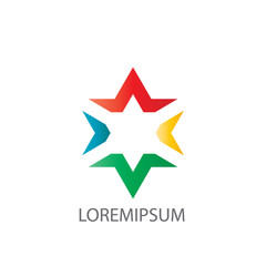 Abstract logo of identity. Design six star colorful on white background. Design print for identity, business, catalogue, icon, sign.