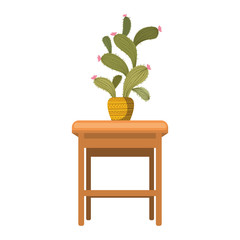 cactus with potted on the table icon