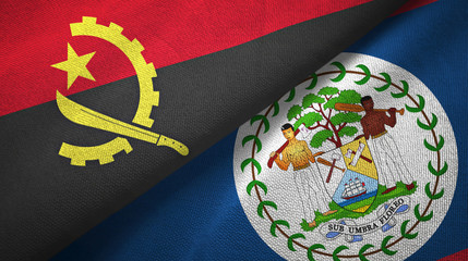 Angola and Belize two flags textile cloth, fabric texture