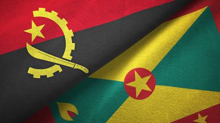 Fototapeta premium Angola and Grenada two flags textile cloth, fabric texture