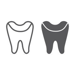 Tooth enamel line and glyph icon, dental and dentistry, tooth care sign, vector graphics, a linear pattern on a white background.