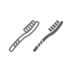 Toothbrush line and glyph icon, dental and teeth, bristle sign, vector graphics, a linear pattern on a white background.