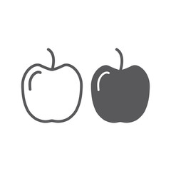 Apple line and glyph icon, vitamin and food, fruit sign, vector graphics, a linear pattern on a white background.
