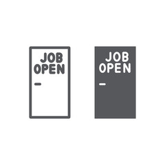 Job opening line and glyph icon, work and recruiting, job offer sign, vector graphics, a linear pattern on a white background.