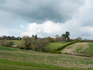 Beautiful outside country spring fields meadows trees sky farmland