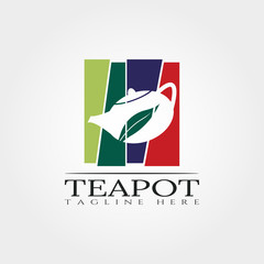 Teapot logo design with colorful concept, food and drink logo,-vector