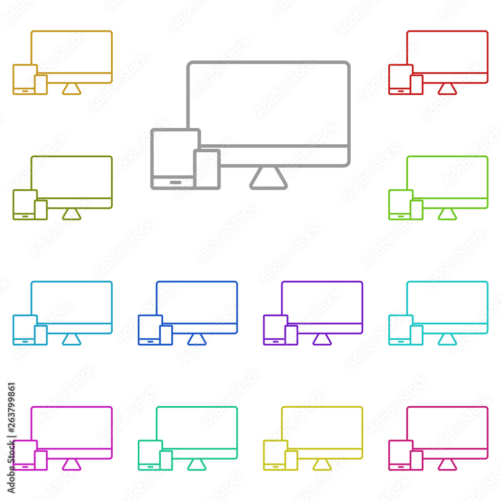 Poster adaptive ,design multi color icon. simple thin line, outline vector of web design development icons 