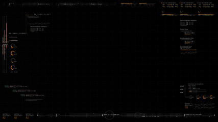 Futuristic motion graphic user interface head up display screen with digital data telemetry information display for digital background computer desktop display screen