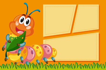 Fototapeta premium Cute caterpillar on blank note