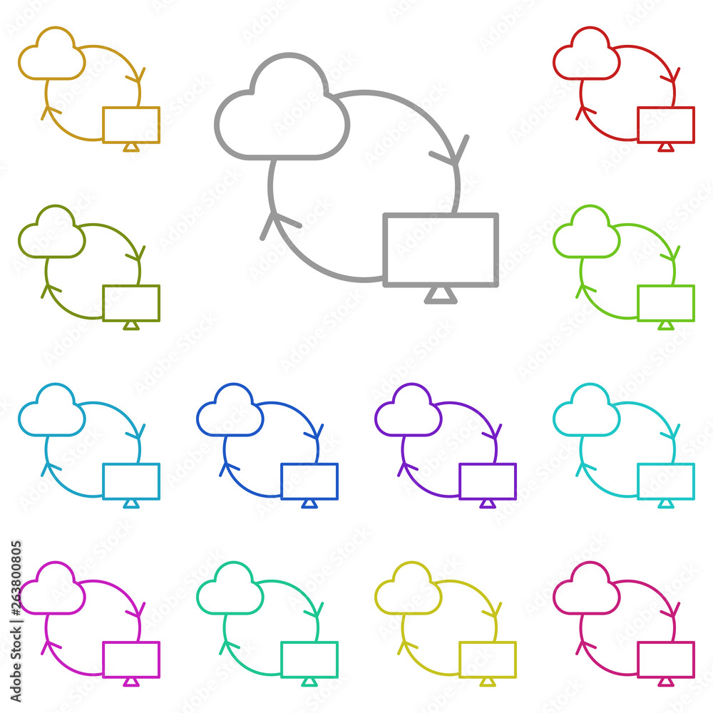 Poster cloud, communication multi color icon. simple thin line, outline vector of web design development ic
