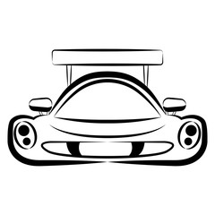 Plakat Front view of a racing car sketch. Vector illustration design