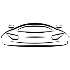 Front view of a racing car sketch. Vector illustration design