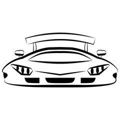 Front view of a racing car sketch. Vector illustration design