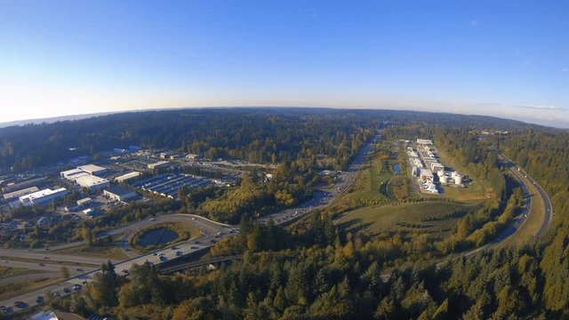 Woodinville Washington Rural Freeway Aerial in Fall Season