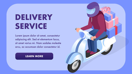 Delivery Service Isometric Web Banner Template