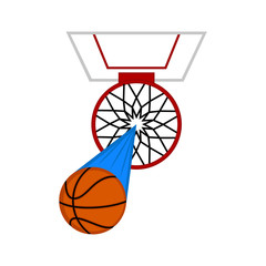 Aerial view of a basketball hoop with a ball. Vector illustration design