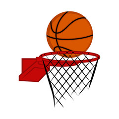 Basketball net with a ball. Vector illustration design