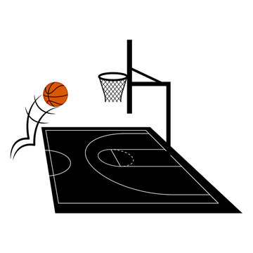 Side view of a basketball half court. Vector illustration design